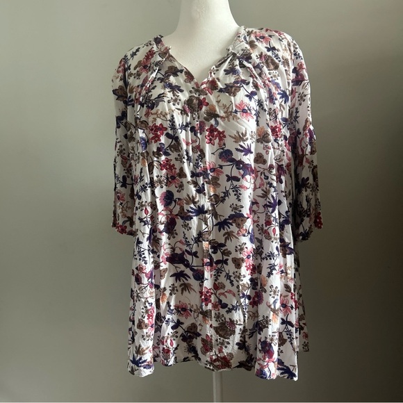 Umgee Multicolor Floral Boho  Tunic Lace, Size Medium - Picture 1 of 6